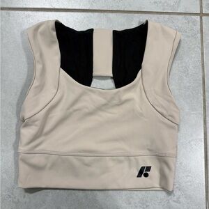 Beige and Black Sports Bra